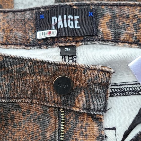 Paige Hoxton Ultra Skinny Coated Brown Snakeskin Jeans Size 27 NWOT - Picture 3 of 12